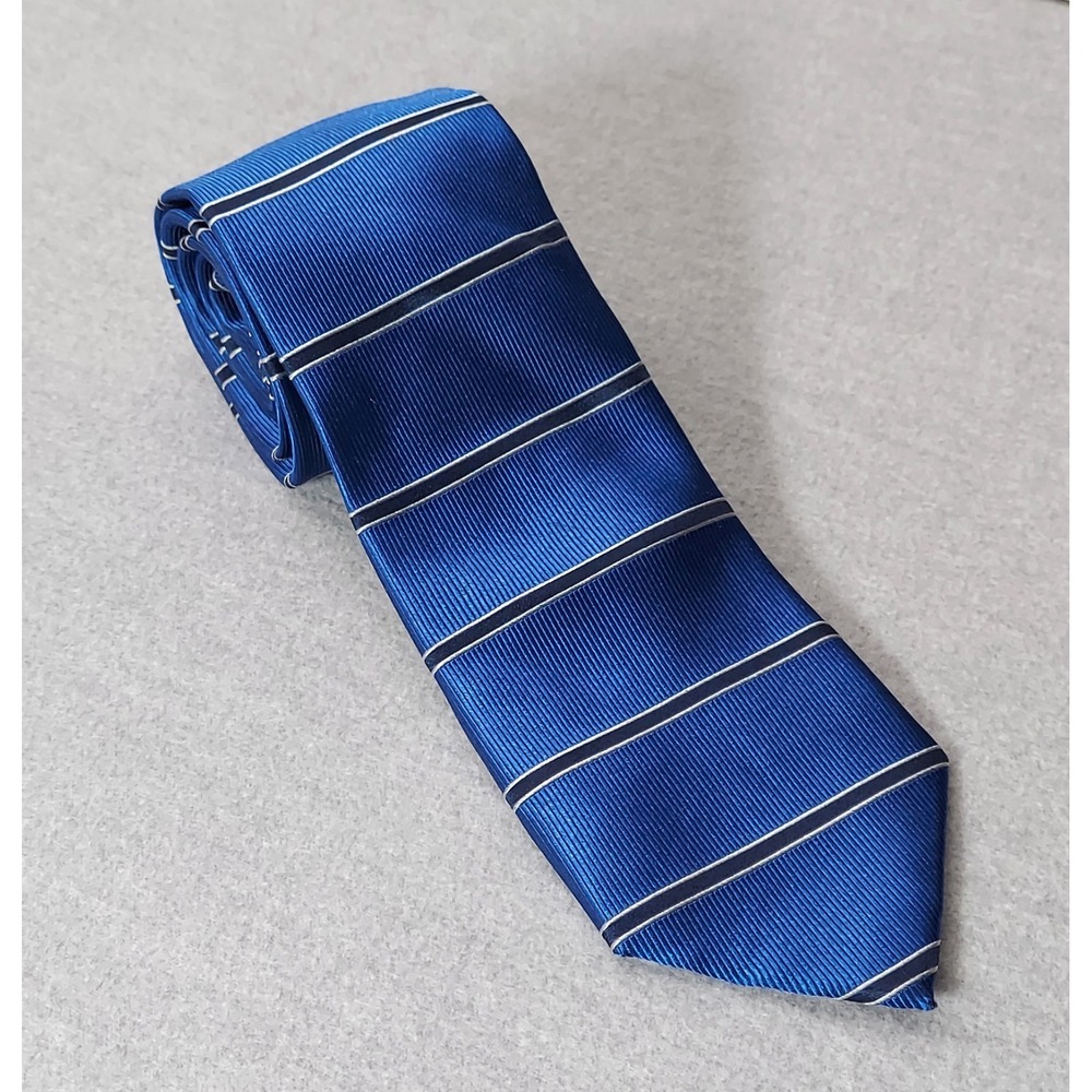 Nautica Silk Repp‎ Mens Tie Blue Striped Preppy Ivy Classic Business Necktie